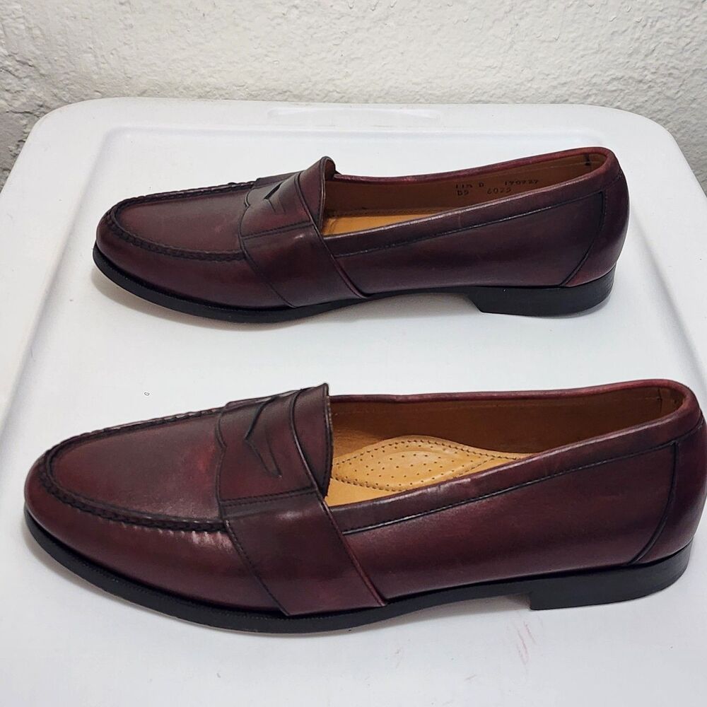 Cole Haan Made In U.S.A. Maroon Leather Shoes Penny Loafers Slip On Mens 11.5D - Picture 13 of 16